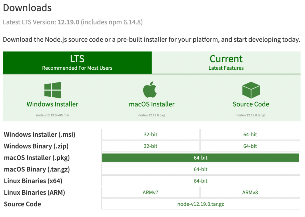 download node.js for mac os x